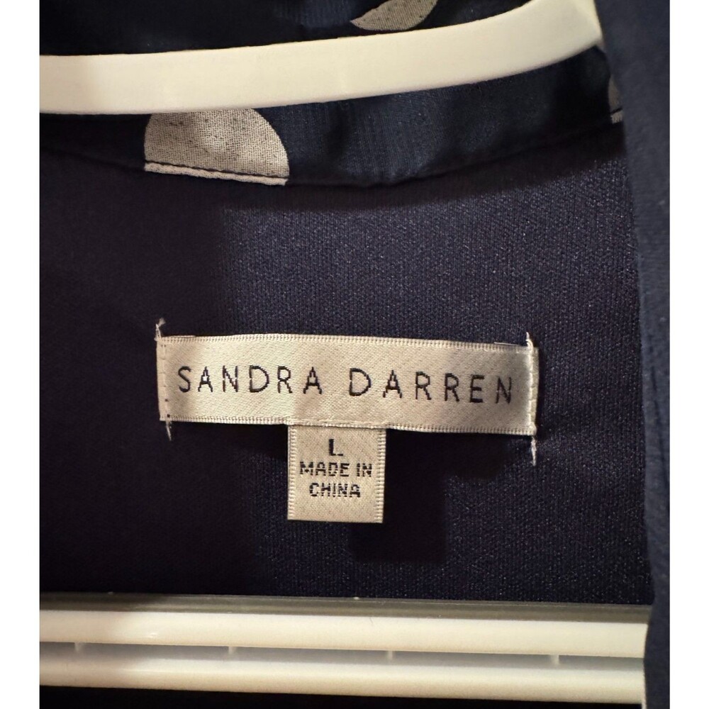 Sandra Darren Polka Dot Shirt Dress Navy Blue Midi Belted Button Front Sz L NWT - Picture 7 of 13
